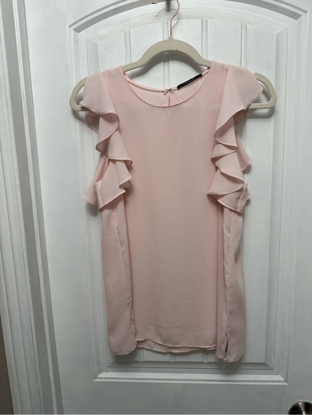Tahari Womens Ruffled Sleeveless Blouse Pink Size Small (57-1)